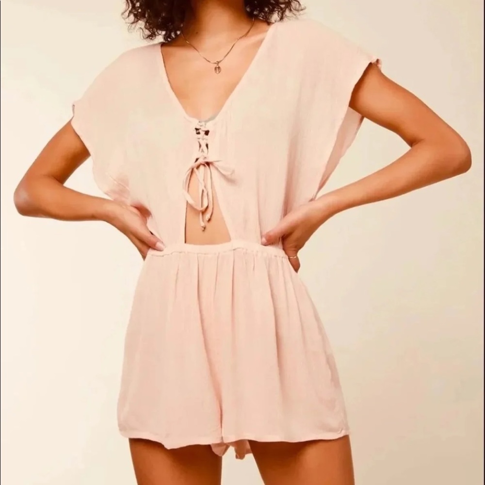 O’Neill Swimsuit Coverup Romper Lace Up Bisque S